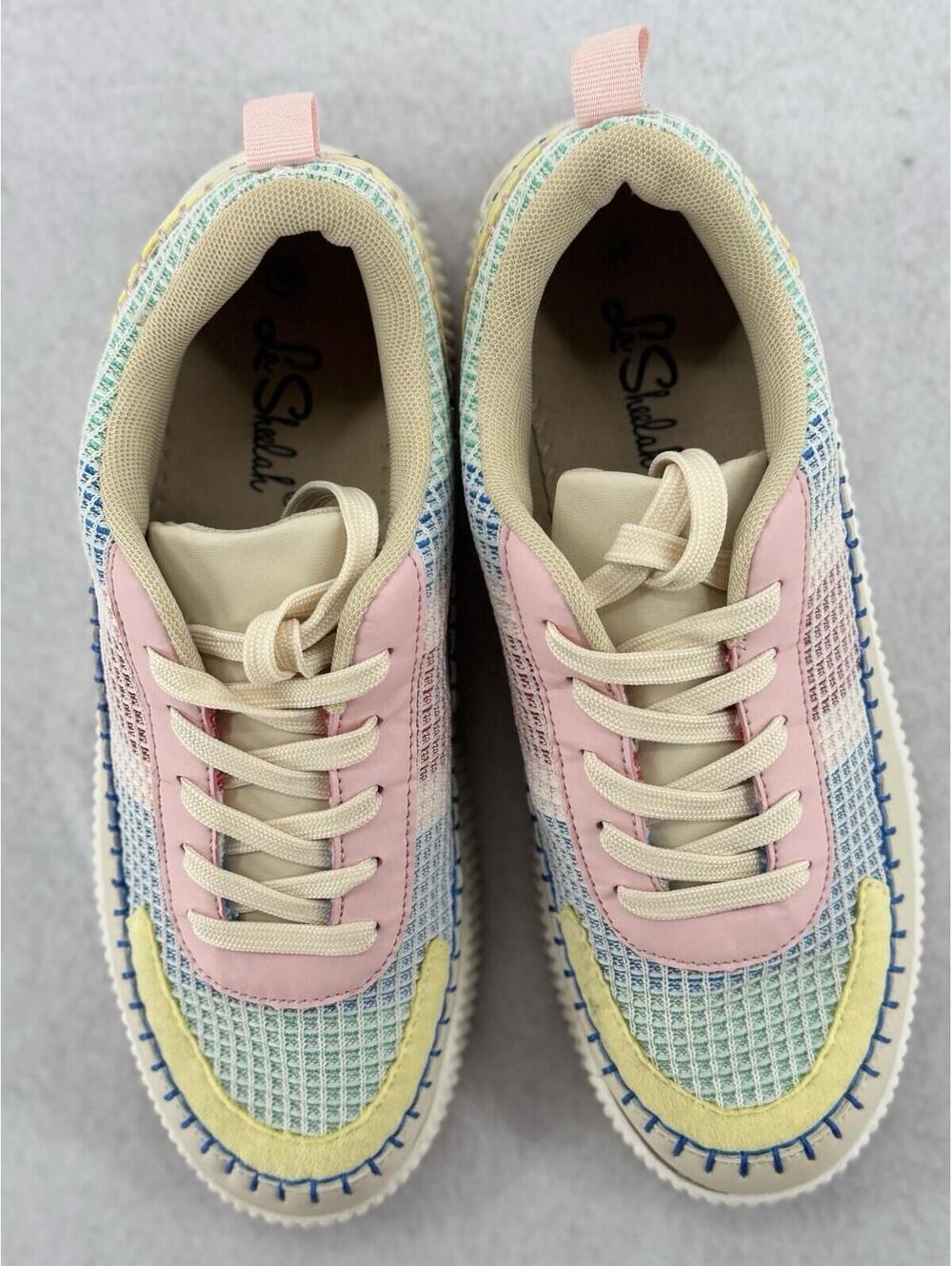 La Sheelah Crochet Patchwork Multicolor Fashion Sneakers Women’s Size 10